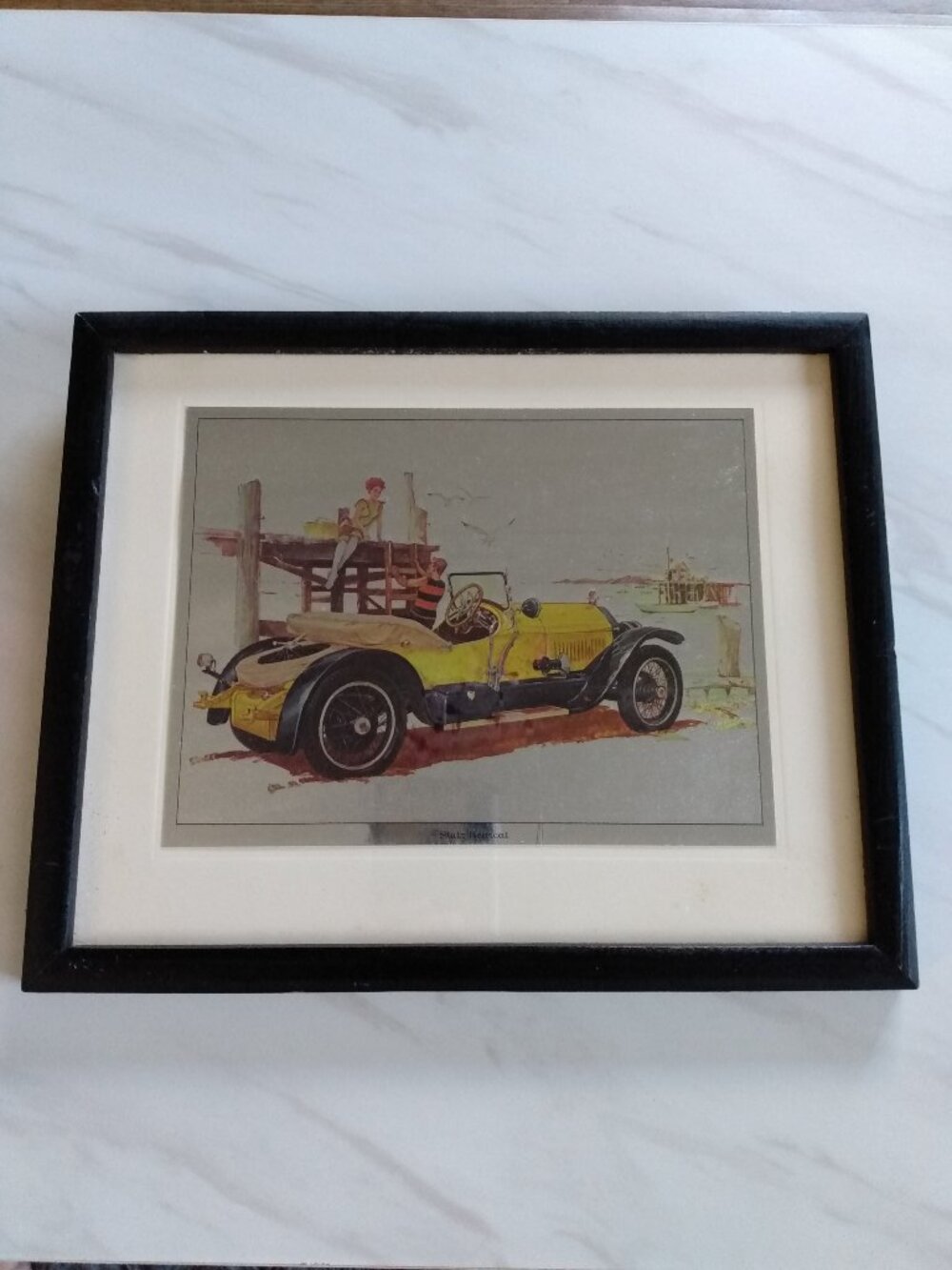 Vintage Stutz Bearcat Car Foil Picture Retro Beach Scene Bob Pettes